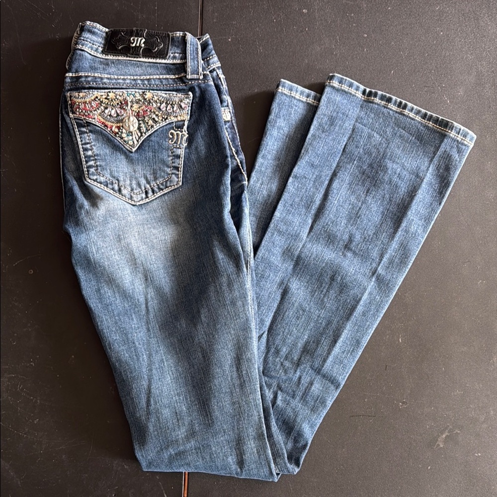 Miss Me Bootcut Jeans with Decorative Stitching